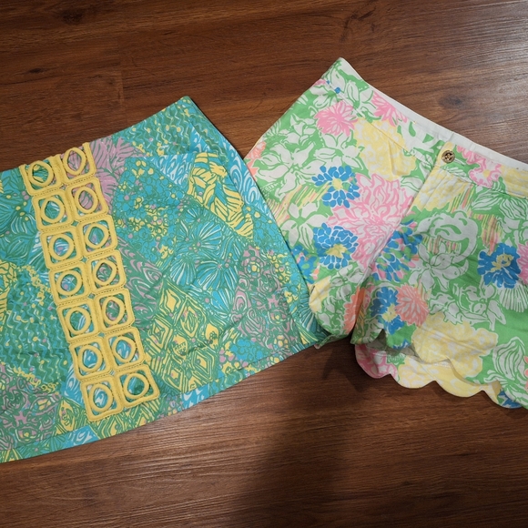 Lilly Pulitzer Pants - Lilly Pulitzer Green and Pink Skort And Scallop Shorts